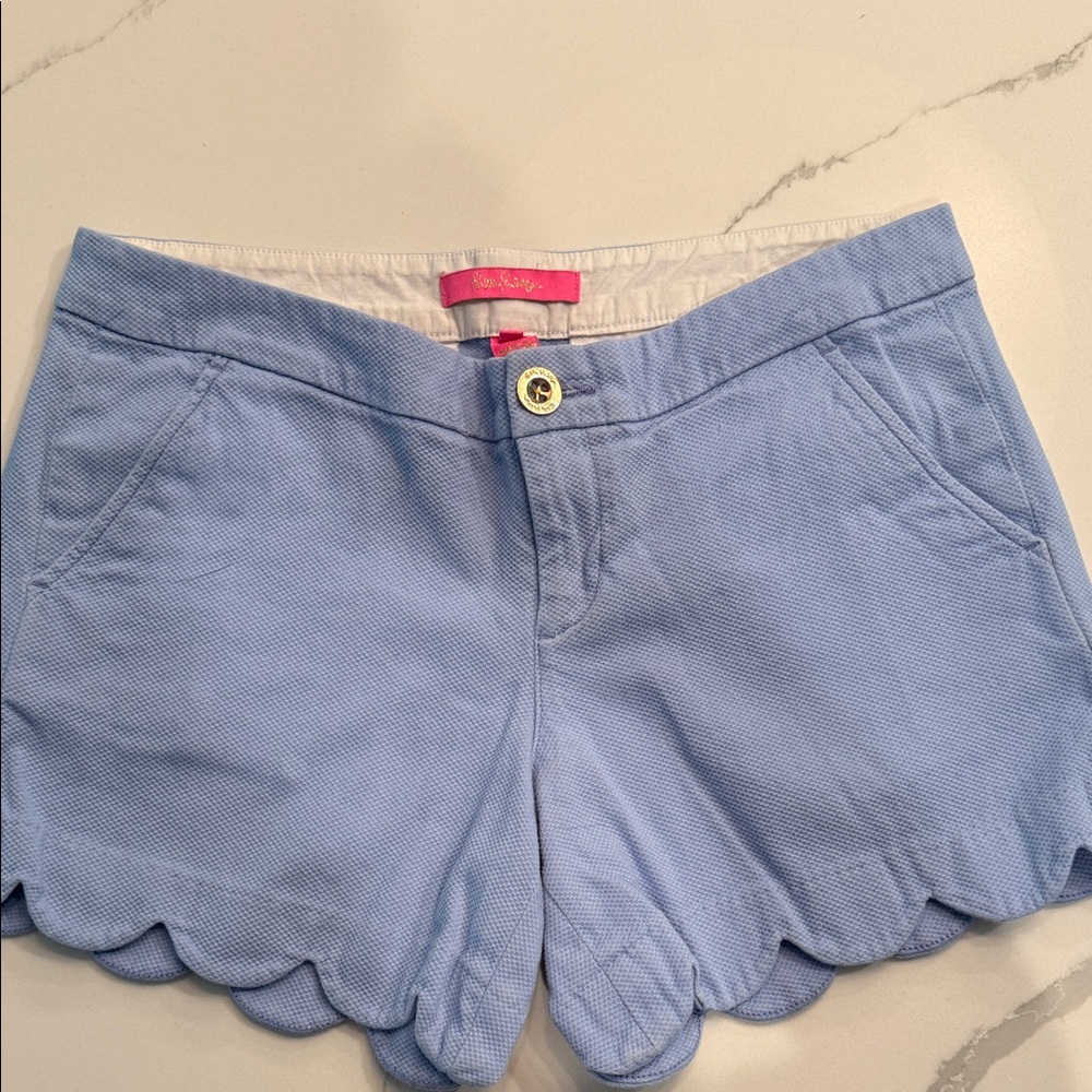 Lilly Pulitzer Sky Blue Scalloped Shorts